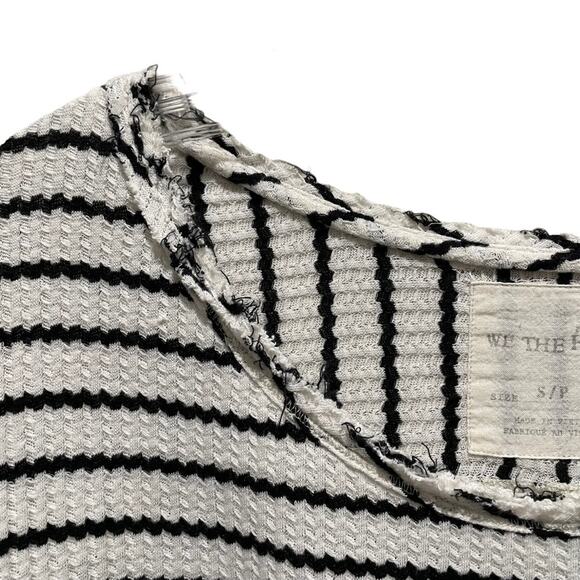 We The Free Peplum Striped Raw Hem Thermal Top Black and White Small - Picture 9 of 10